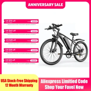 26'' Electric Bike for Adults 1000W Peak Motor